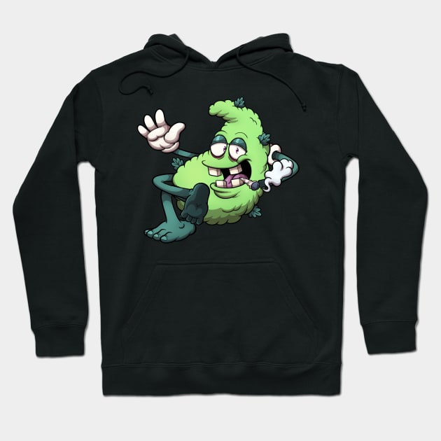 Chilling Bud Character Smoking A Joint Hoodie by TheMaskedTooner